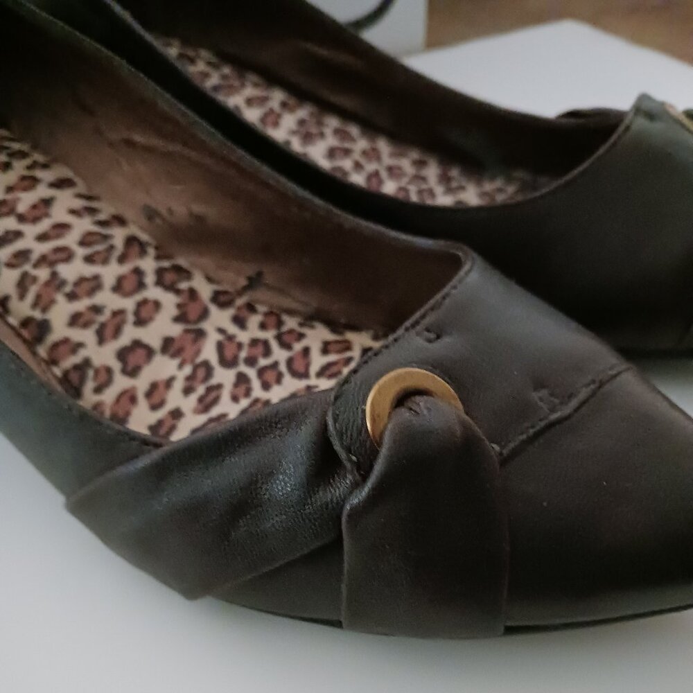 ALDO Rochlin-22 Low Wedge Heel Leather Dress Formal Shoes Brown Size 7/38 B - Picture 6 of 15